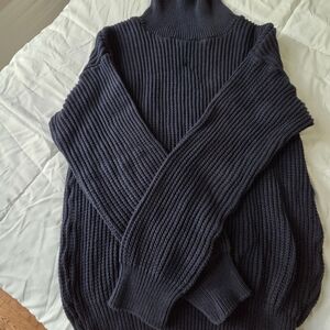 Orvis Navy Ribbed Turtleneck Sweater